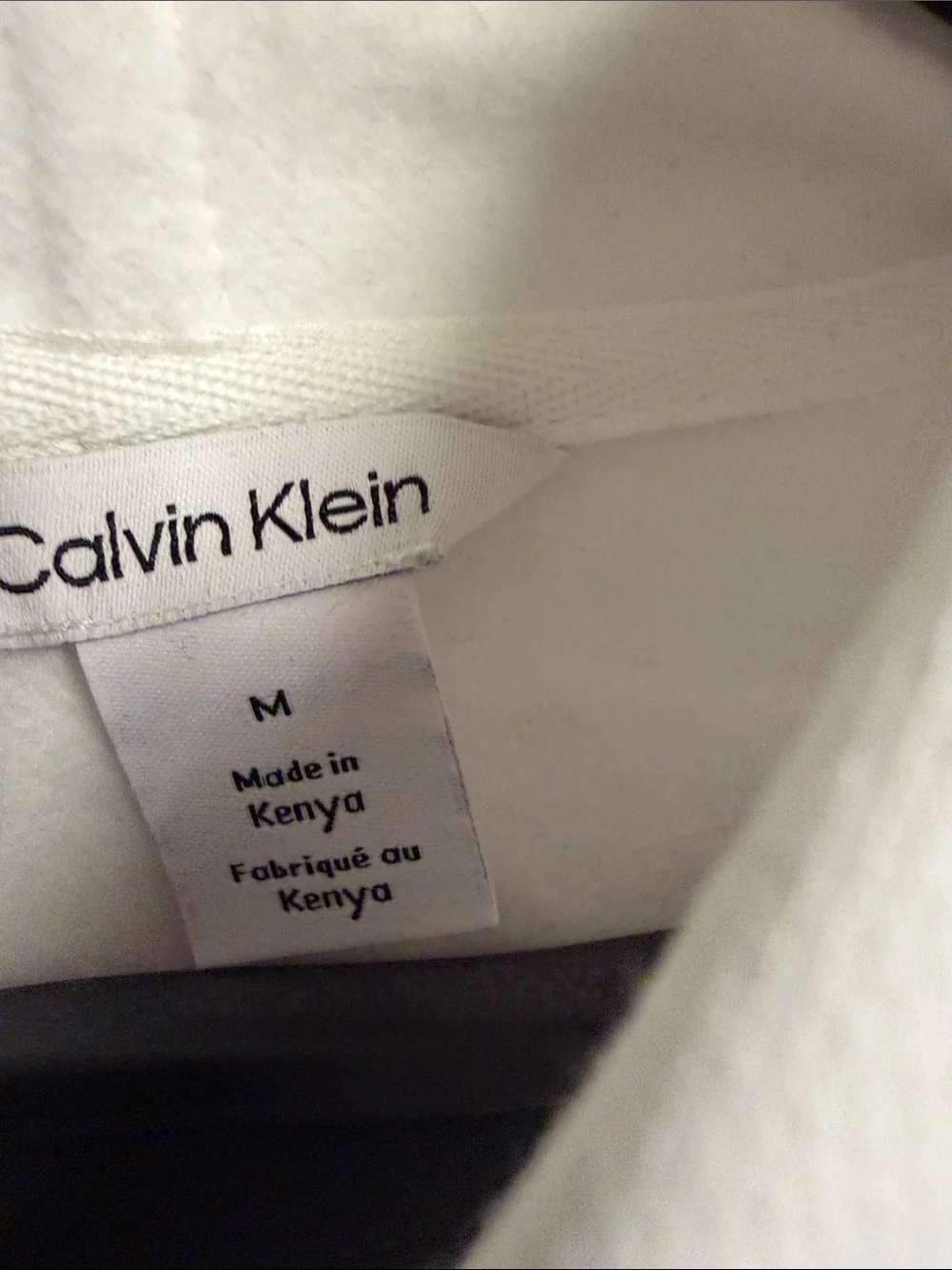 Calvin Klein White Crewneck Hoodie with Black Logo